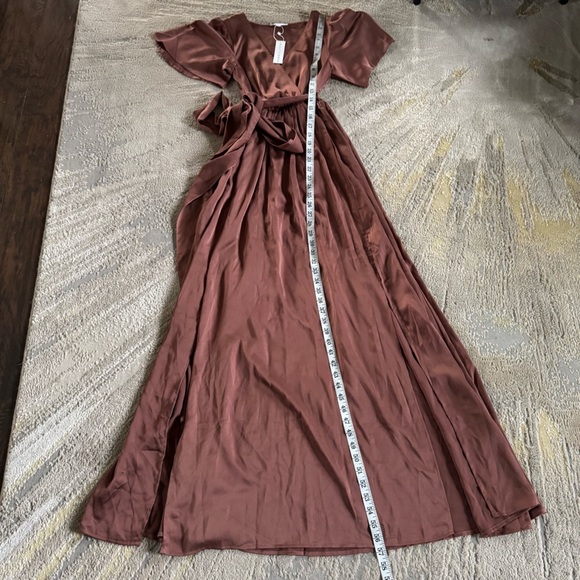 Baltic Born Sicily Satin Maxi wrap Dress Rosy Brown slip dress classy XS new - Picture 8 of 13